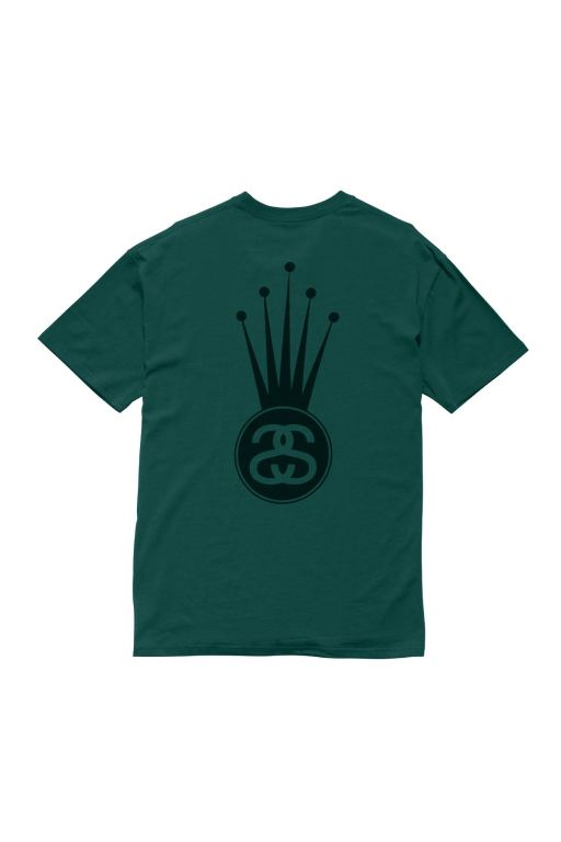 Stussy Mens Crown Link SS T Shirt Green - FHLNT0281